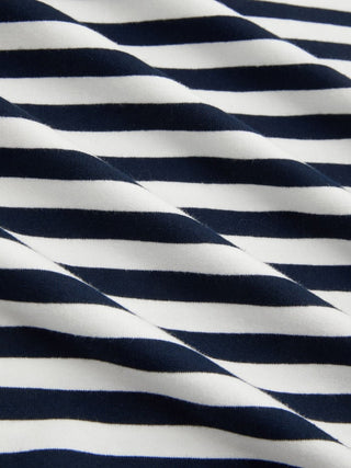Cotton-blend Striped Contrasting Binding Fish Graphic Embroidery Oversized Tee