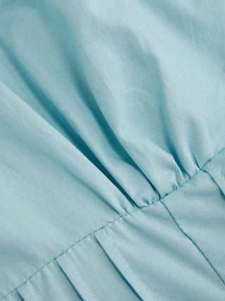 Cotton Sculptural Cut Out Pocket Ruched A-line Maxi Dress