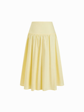 Cotton Mid Rise Wrap Tie A-line Maxi Skirt