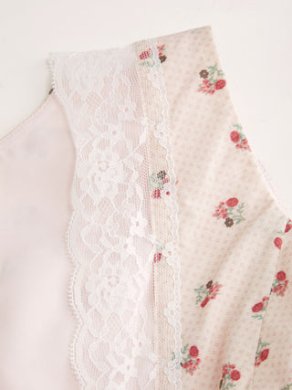 Cotton Floral V-neck Lace Trim Peplum Blouse