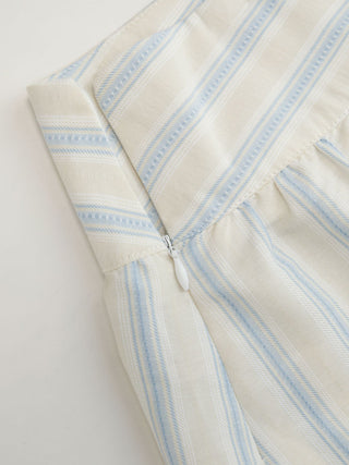 Cotton-blend Mid Rise Striped Lace Trim A-line Mini Skirt