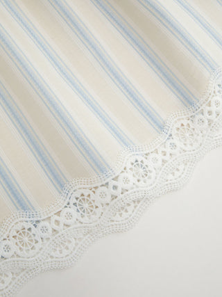 Cotton-blend Mid Rise Striped Lace Trim A-line Mini Skirt