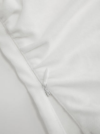 Cotton-blend Boat Neck Ruched Short Sleeve Tee