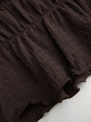 Textured Boat Neck Ruffled Peplum Hem Tie Side Top