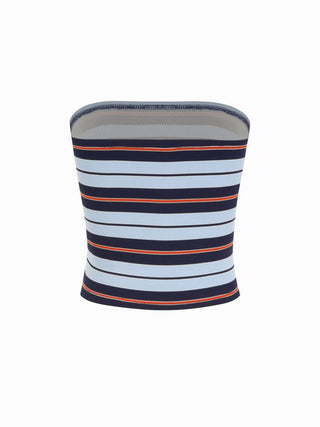 Stripe Backless Crop Bandeau Top