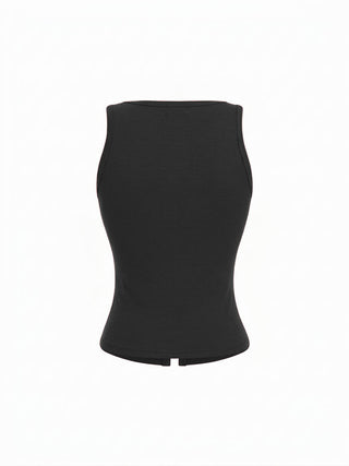 Cotton-blend Scoop Neck Lace Trim Tank Top