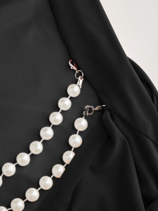 Boat Neck Ruched Pearl-Back Detail Maxi Dress