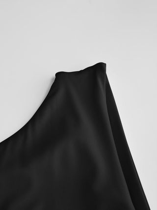 Boat Neck Ruched Pearl-Back Detail Maxi Dress