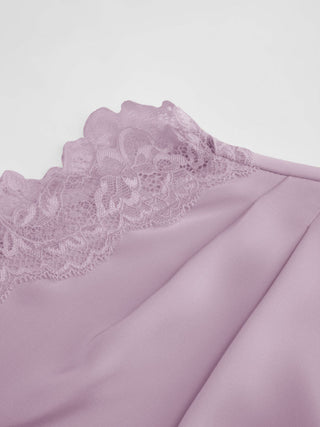 Satin Lace Trim Split Mermaid Maxi Dress
