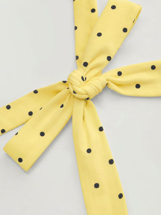 Cotton Polka Dot Halter Neck Ruched Tie Back Top