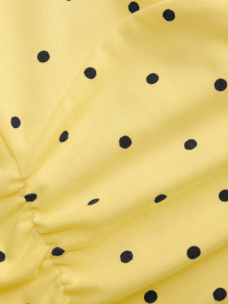 Cotton Polka Dot Halter Neck Ruched Tie Back Top