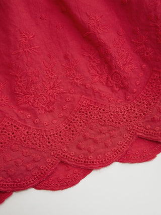 Mid Rise Lace Drawstring Scallop Hem Shorts