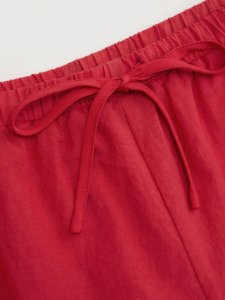 Mid Rise Lace Drawstring Scallop Hem Shorts