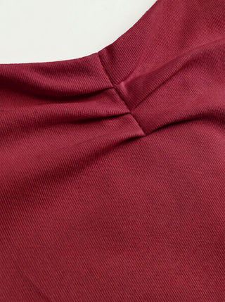 Cotton-Blend Halter Neckline Ruched Knotted Crop Tee