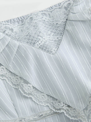 Chiffon Striped Lace Trim Ruffle Hem Crop Cami Top