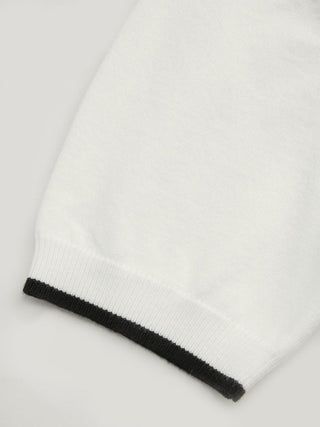 Knit Polo Contrasting Binding Short Sleeve Top