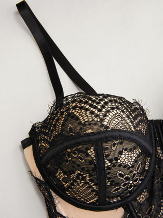 Lace Sweetheart Neck Lace Panel Slim Corset Cami Top