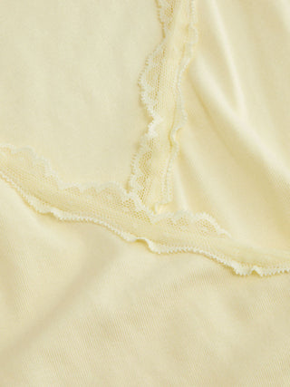 V-neck Ruffle Sleeve Lace Trim Drawstring Ruched Top