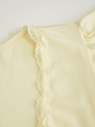 V-neck Ruffle Sleeve Lace Trim Drawstring Ruched Top