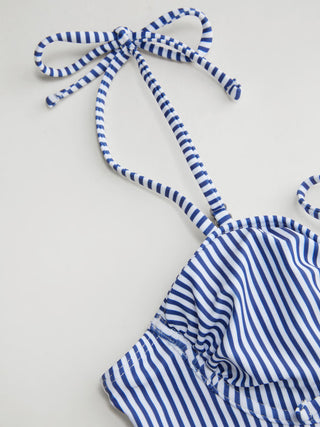 Sweetheart Stripe Bowknot Cut Out One Piece Swimsuit