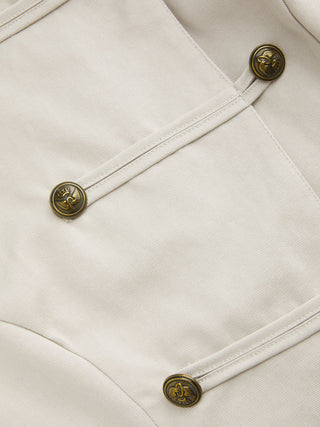 Cotton-blend Asymmetrical Metal Detail Stand Collar Jacket Vest
