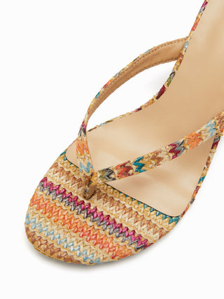 WOVEN FLIP-FLOP KITTEN HEELED SANDALS