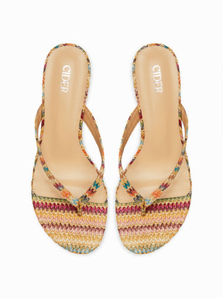 WOVEN FLIP-FLOP KITTEN HEELED SANDALS