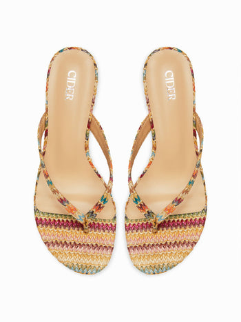 WOVEN FLIP-FLOP KITTEN HEELED SANDALS