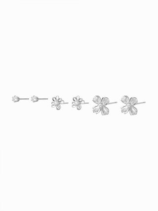3 PAIRS RHINESTONE & FLOWER EARRINGS SET