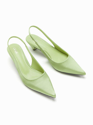 POINTED-TOE SLINGBACK KITTEN HEELS