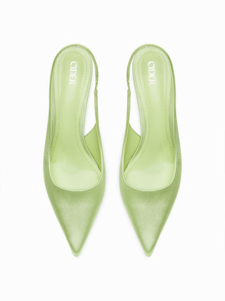 POINTED-TOE SLINGBACK KITTEN HEELS