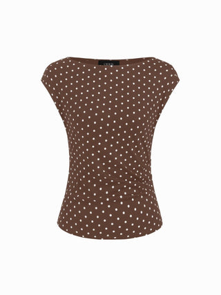 Boat Neck Solid Ruched Short Sleeve Top