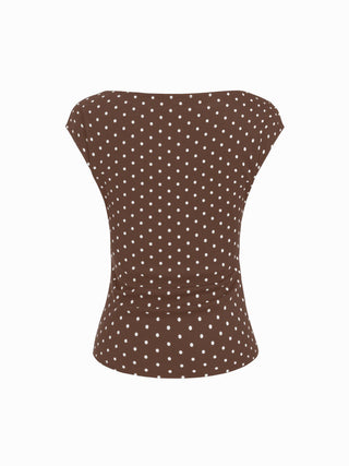Boat Neck Solid Ruched Short Sleeve Top