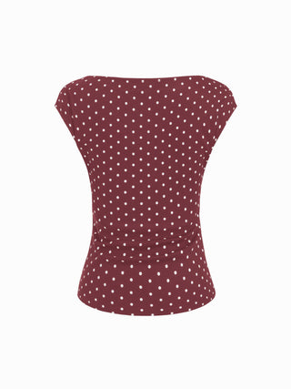 Boat Neck Solid Ruched Short Sleeve Top
