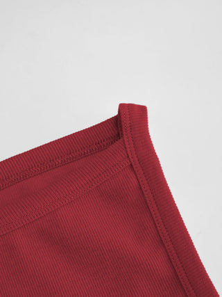 Cotton-blend High Stretch Boat Neck Ribbed Tank Top
