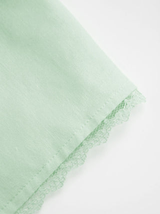 Linen-blend Boat Neck Lace Trim Knotted Sleeveless Blouse