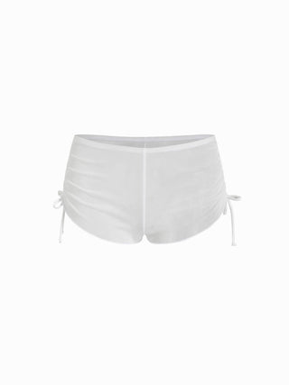 Sweetheart Underwire Ruched Mesh 3 Piece Bikini Set With Shorts