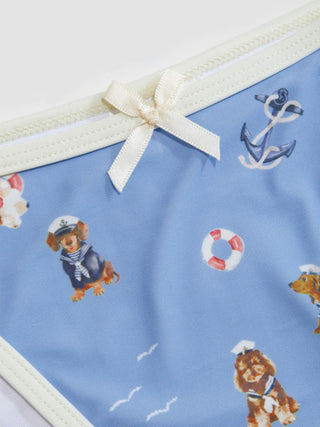 Halter Neckline Animal Graphic Bowknot Triangle Bikini Set