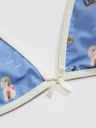 Halter Neckline Animal Graphic Bowknot Triangle Bikini Set