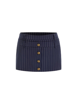 Low Rise Striped Metal Detail Pencil Mini Skirt