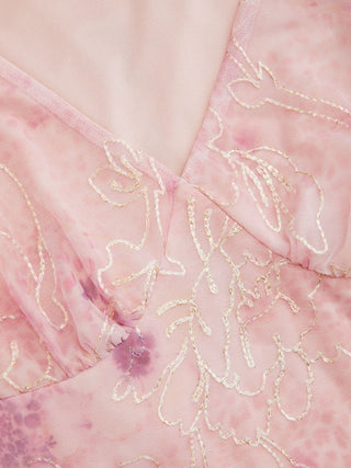 V-neck Floral Embroidery Sheer Tank Top