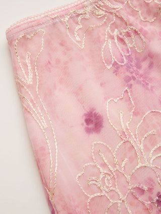 Floral Embroidery Mid Rise Mermaid Midi Skirt
