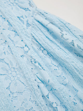 Lace Sculptural Off-Shoulder Knotted Flared Maxi Dress