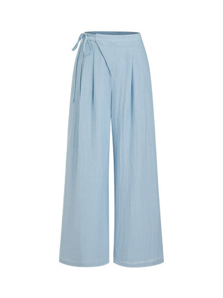 Crossover Waistband Linen Trouser