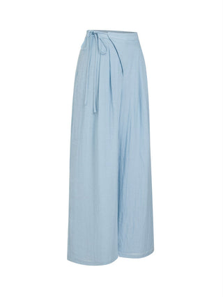 Crossover Waistband Linen Trouser