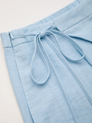 Crossover Waistband Linen Trouser