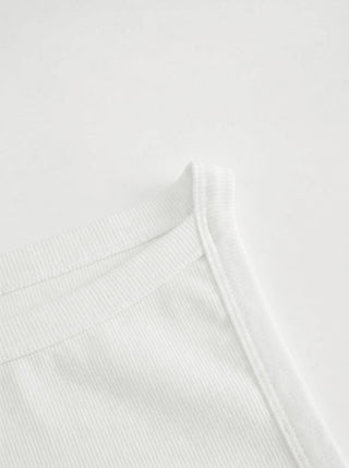 Cotton-blend High Stretch Boat Neck Ribbed Tank Top