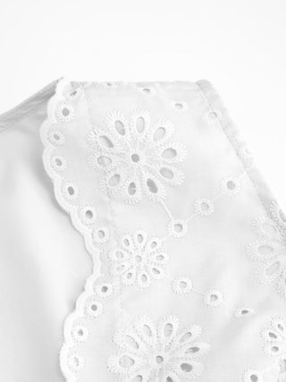 Jacquard V-neck Floral Broderie Anglaise Textured Blouse