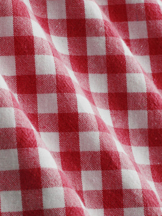 Cotton-blend Square Neck Gingham Bowknot Romper
