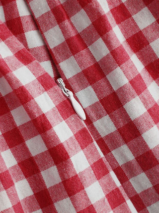 Cotton-blend Square Neck Gingham Bowknot Romper